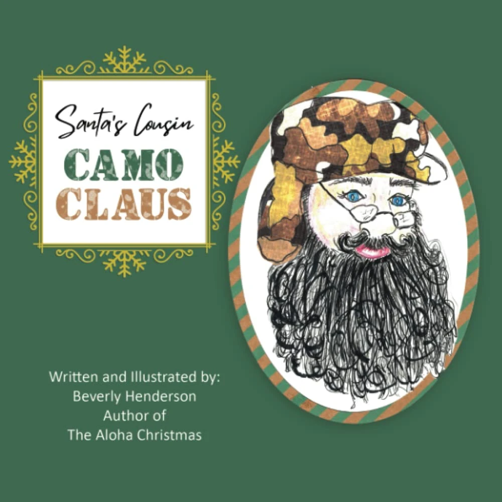 Front cover of Santa’s Cousin Camo Claus, featuring Camo Claus in his camouflage cap